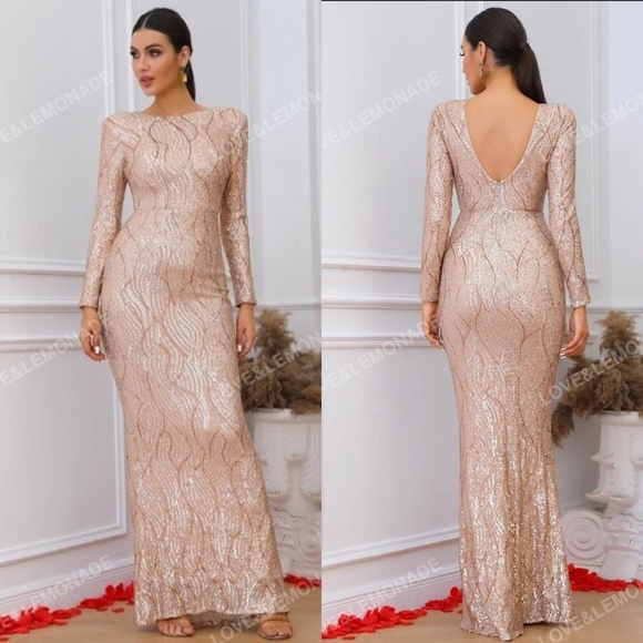 Backless Mermaid Hem Sequin Formal Dress - Picture 4 of 5